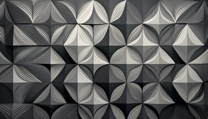 Abstract black and white geometric pattern with a 3D effect.