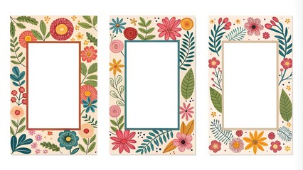 set of frames with flowers