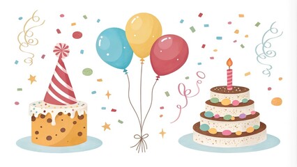 Set of various abstract elements, concept birthday, no inscriptions