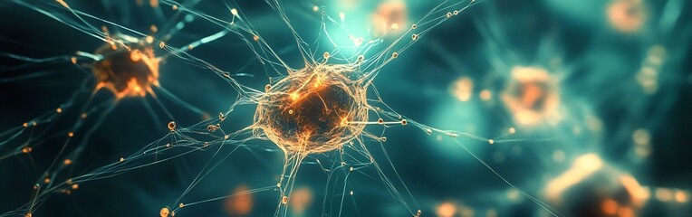 Futuristic Abstract Digital Quantum Computing System with Cyber Network Grid