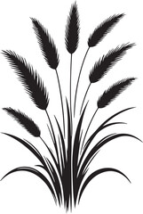 Black silhouettes of grass, flowers and herbs. Grass flower silhouette vector illustration