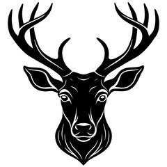 Deer head vector silhouette art illustration