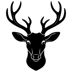 Deer head vector silhouette art illustration