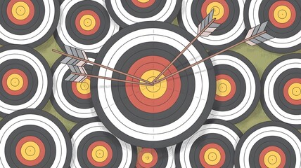 Bullseye target with arrows in concept illustration