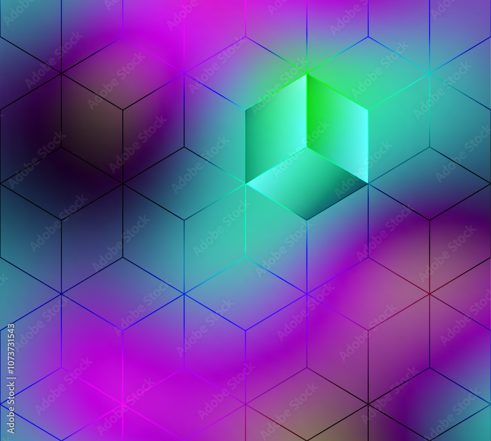 Poster Abstract cubes pattern vector blurred background