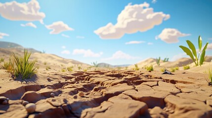 Soil undergoing desertification in a semi arid region highlighting environmental degradation and land management issues