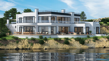Fototapeta premium Luxury House Design in White and Color Variants