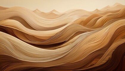 Abstract, undulating lines create a sense of depth and texture in a landscape of swirling warm browns.