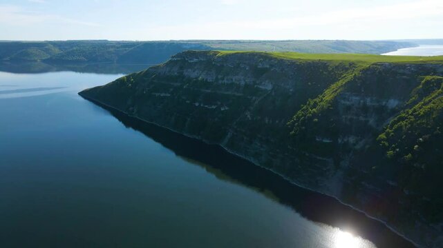 Aerial drone footage of green hills on the Parana River, Teju Cuare Park, Argentina