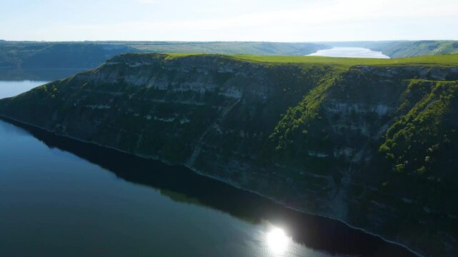 Aerial drone footage of green hills on the Parana River, Teju Cuare Park, Argentina