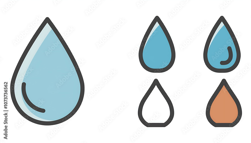 Aufkleber a vector water drop icon set with filled and outline options on a white background for vari_1(283)