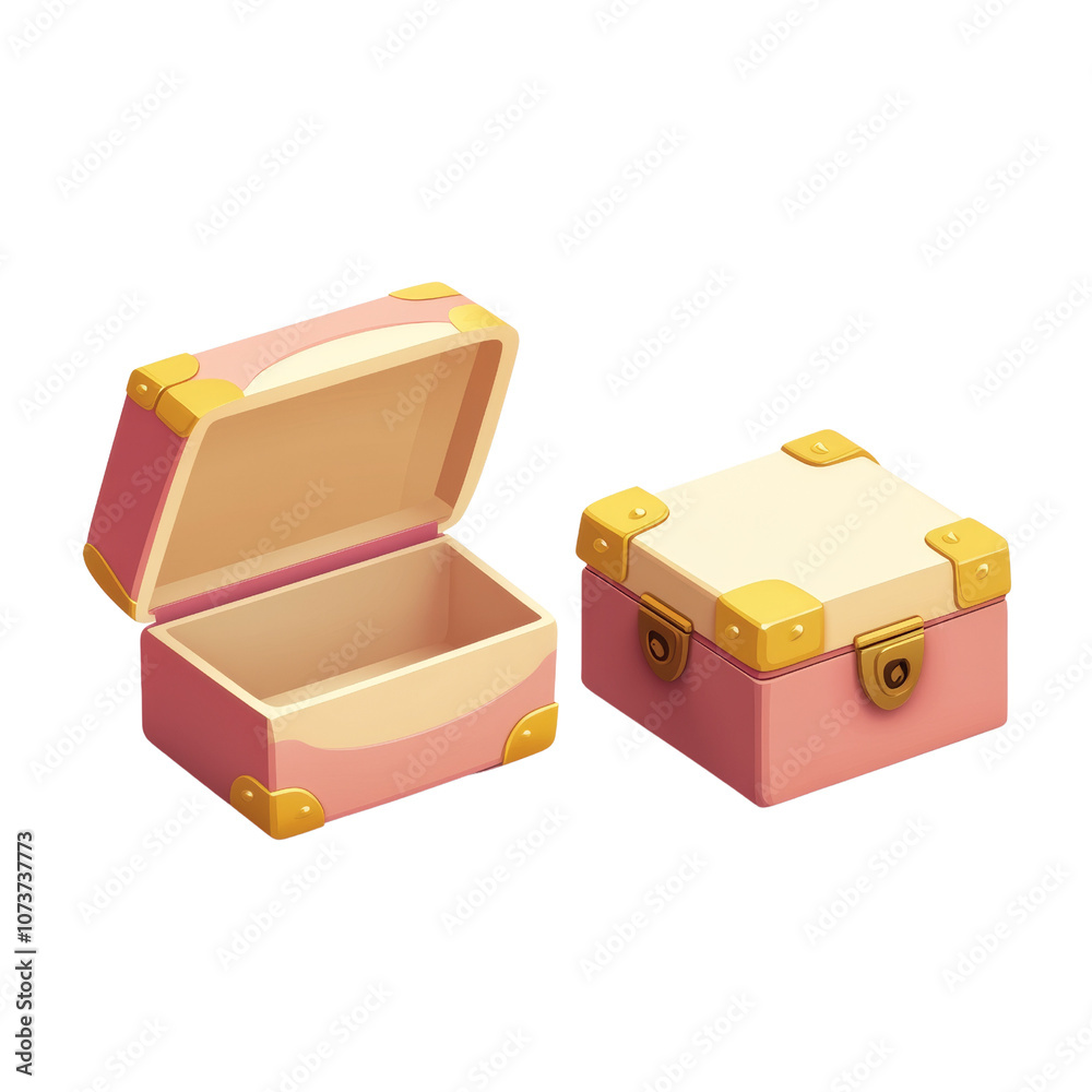 Poster 3d realistic cartoon box collection - open and closed icons