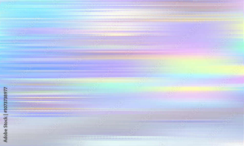Poster Abstract halftone pattern with horizontal blurry lines for modern dynamic designs. Holographic dotted pattern with fade effect