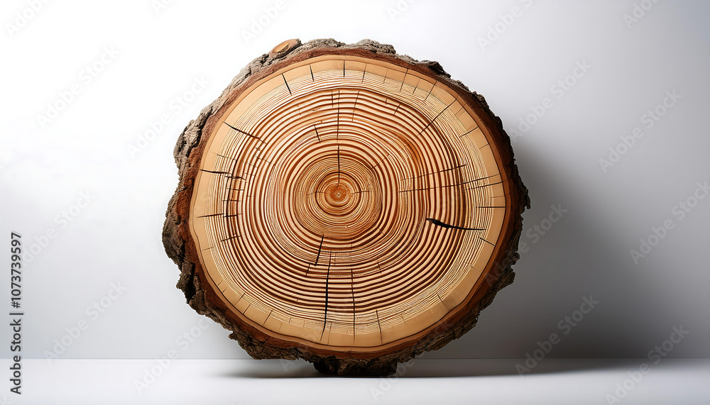 Poster a tree trunk with a textured wood grain pattern features a stylized ring structure represen_1(267)