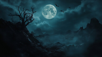 Fototapeta premium dark night scene with a massive bright