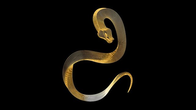 Snake shape with golden lines, alpha channel