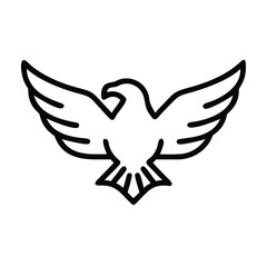 Simple line art of eagle with spread wings, Vector illustration of an eagle with spread wings, drawn in a minimal line art style. Ideal for logos, icons, and symbolic designs.
