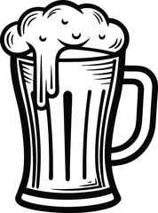 sketch line art beer glass, beer glass bottle icon symbol vector illustration