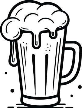 recommend clip art: sketch line art beer glass, beer glass bottle icon symbol vector illustration
