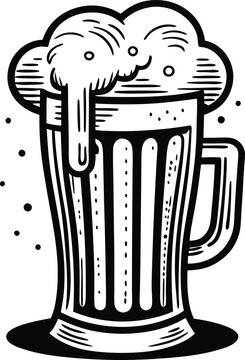 recommend clip art: sketch line art beer glass, beer glass bottle icon symbol vector illustration
