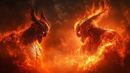 Two fiery demons face off in a blazing inferno.