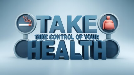 Visually Striking 3D Infographic Urging Individuals to Take Control of Their Health by Addressing Lifestyle Choices Such as Smoking and Obesity