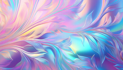 Fototapeta premium A sleek, modern iridescent glass background features a soft pastel holographic frosted patt_1(231)