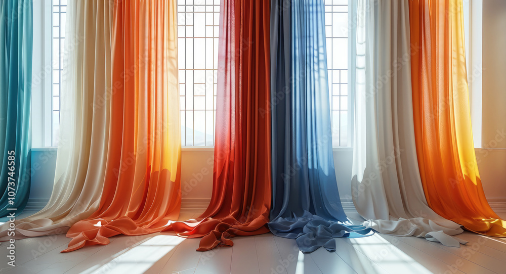 Aufkleber a colors and patterns of curtains with different colors and textures for choosing materials in inter