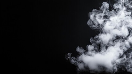   A black background with white smoke rising from both the top and bottom edges of the smoke