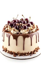 Food on White Background, Grape Streusel Cake, Photo Realistic, Wallpaper, Cover and Screen for Smartphone, PC, Laptop, 9:16 and 16:9 Format