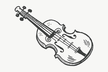 Obraz premium violin or cello vector illustration isolated transparent background logo, cut out or cutout t-shirt print design