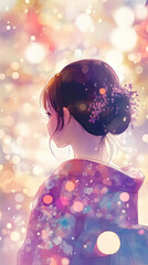 Beautiful Anime Woman in Kimono: Japanese-Inspired Art