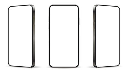 Realistic Smartphone mockup. Mobile phone different angles views