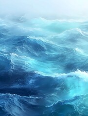 A serene view of ocean waves, showcasing various shades of blue and turquoise, creating a calming and dreamy atmosphere in this tranquil sea scene.