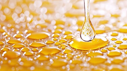   Yellow surface with water droplets on top and bottom