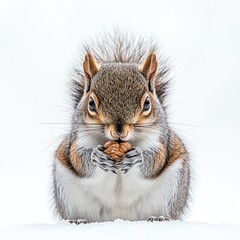 Obraz premium a squirrel eating a pinecone on a white background