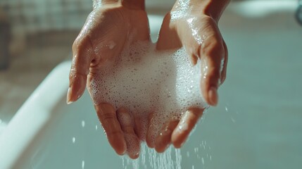 Fototapeta premium Hands Washing with Soap Under Running Water.