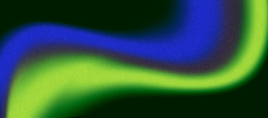 Green blue black grainy gradient dynamic wave on black background noise texture banner design abstract poster backdrop