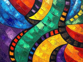 Fototapeta premium Colorful macro shot of two waving national flags showcasing vibrant hues and intricate details