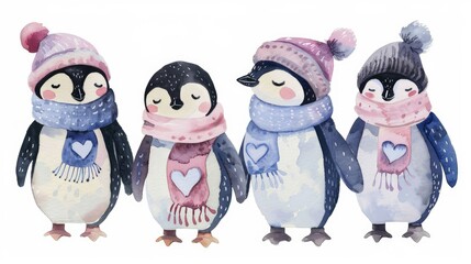 Fototapeta premium Set of cute penguins