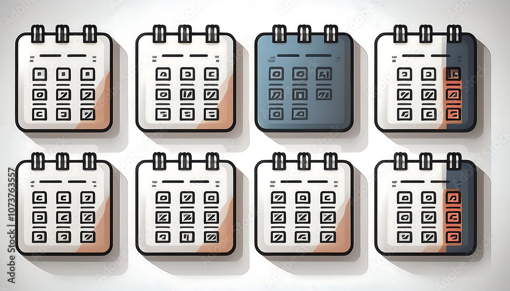 Aufkleber  A minimalist set of 12 month calendar icons features a simple design with dates on a white _1(132)