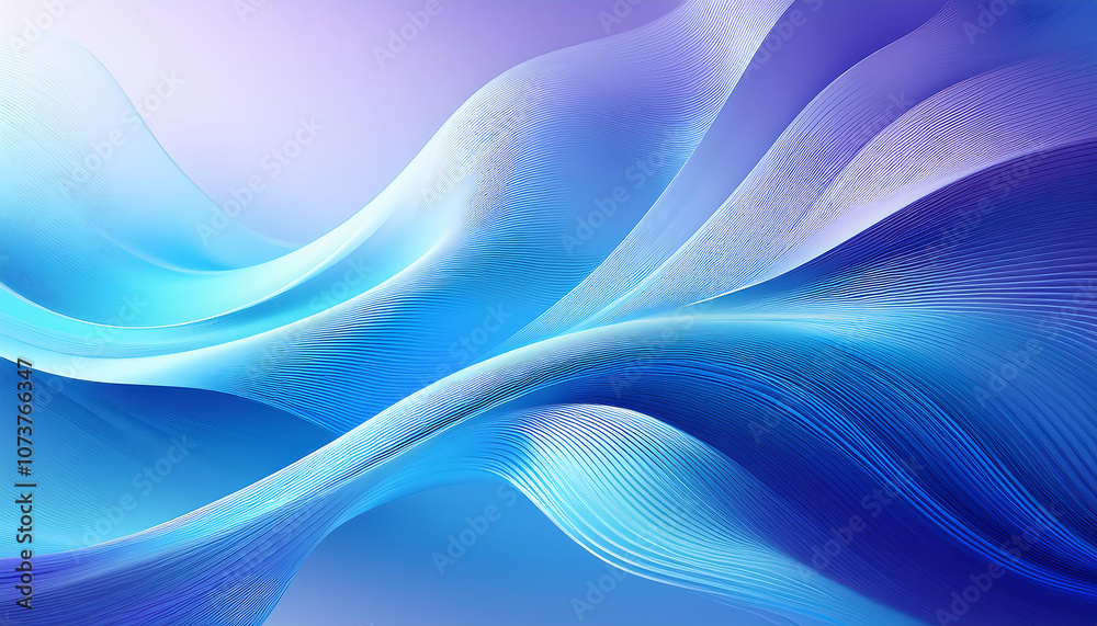 Poster a minimalist design features abstract blue lines on a background with blurred light gradien_1(115)