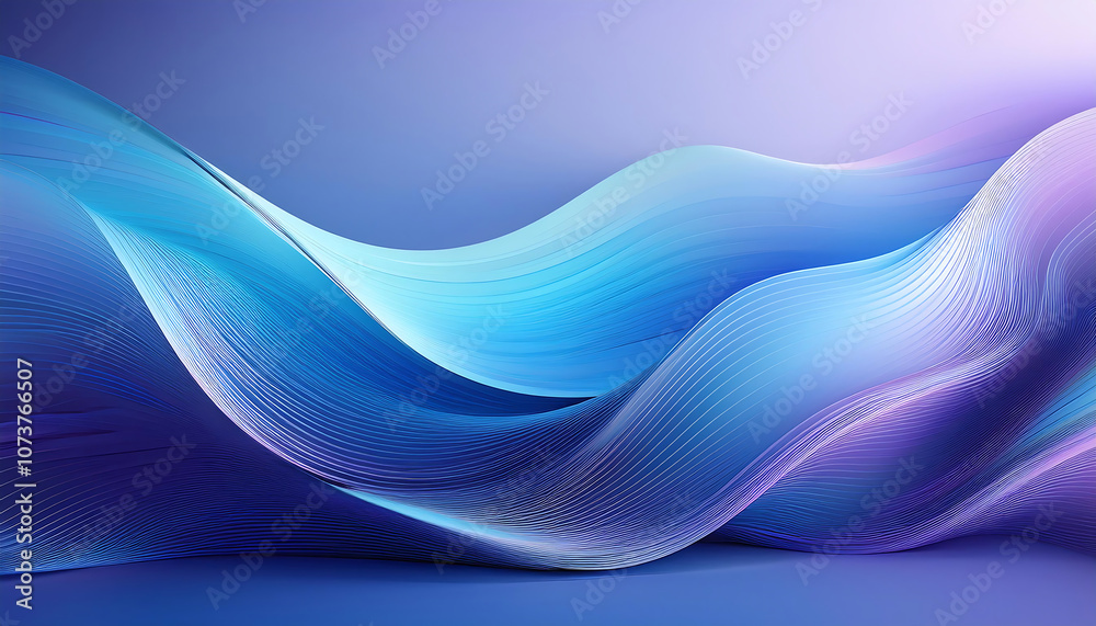 Poster a minimalist design features abstract blue lines on a background with blurred light gradien_1(114)