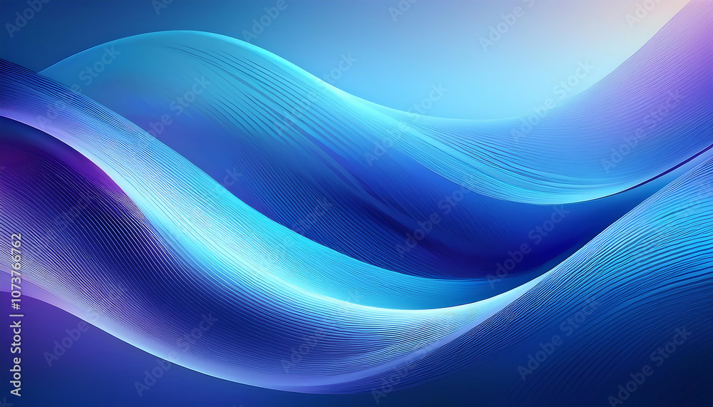 Poster a minimalist design features abstract blue lines on a background with blurred light gradien_1(113)
