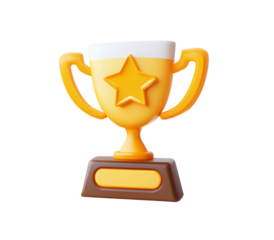 Trophy cup winner success champion icon sign or symbol 3d illustration