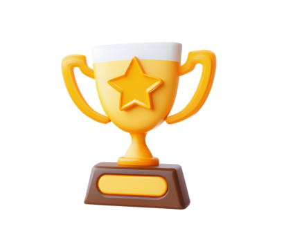 Trophy cup winner success champion icon sign or symbol 3d illustration