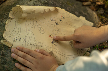 A map for the quest featuring pirates and treasures.A quest for children in the fresh air.A family...