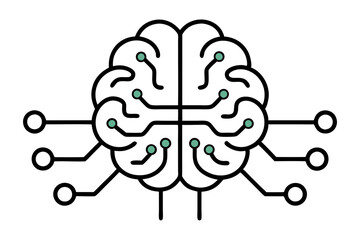 Line Art AI Brain Icon Colorful Artificial Intelligence Illustration