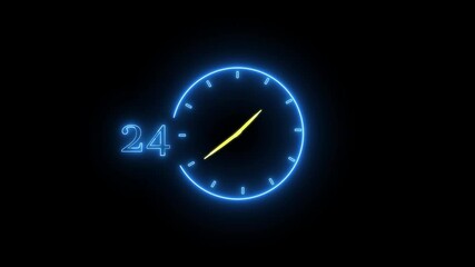  holding virtual 24-7 with clock on  worldwide nonstop and full-time available contact of service concept.  Motion graphics.  Animation of holding virtual 24-7 with clock on transparent background - Powered by Adobe