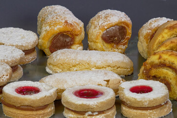 Variety of sweet, freshly baked, crunchy and soft snacks ready to share with friends